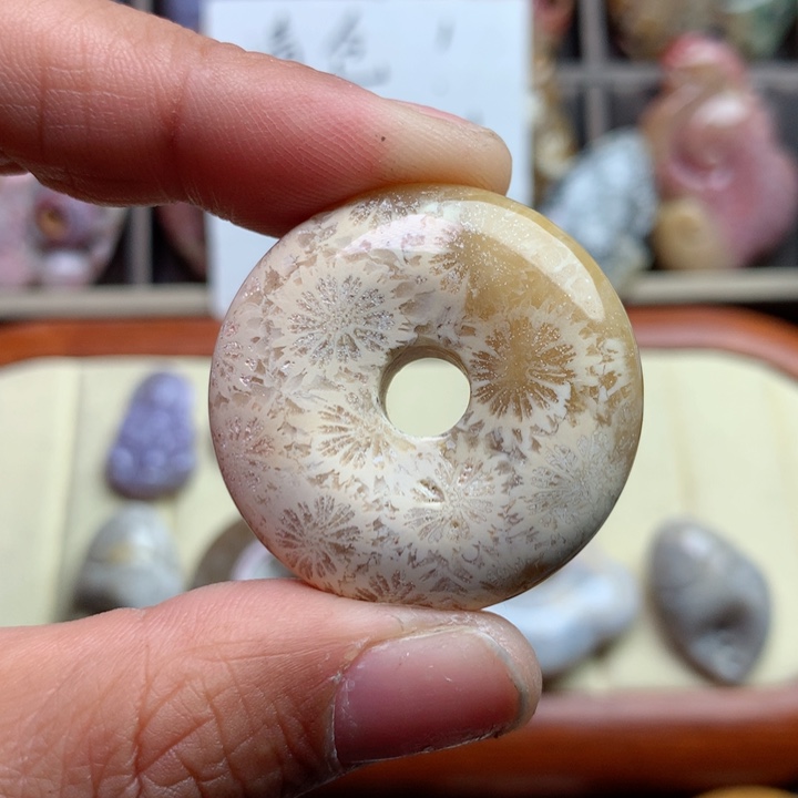 硅化珊瑚（珊瑚玉）颈饰足银镀金镶嵌