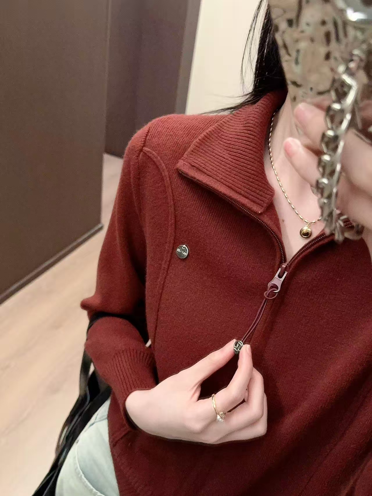 时尚百搭2025新款半高领长袖休闲毛针织开衫纯色毛衣