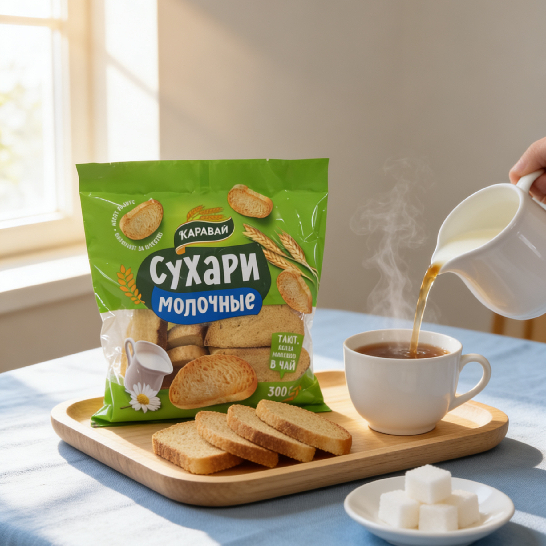 （2袋）俄罗斯原装进口面包片烘焙列巴干酥脆原味零食300克/袋