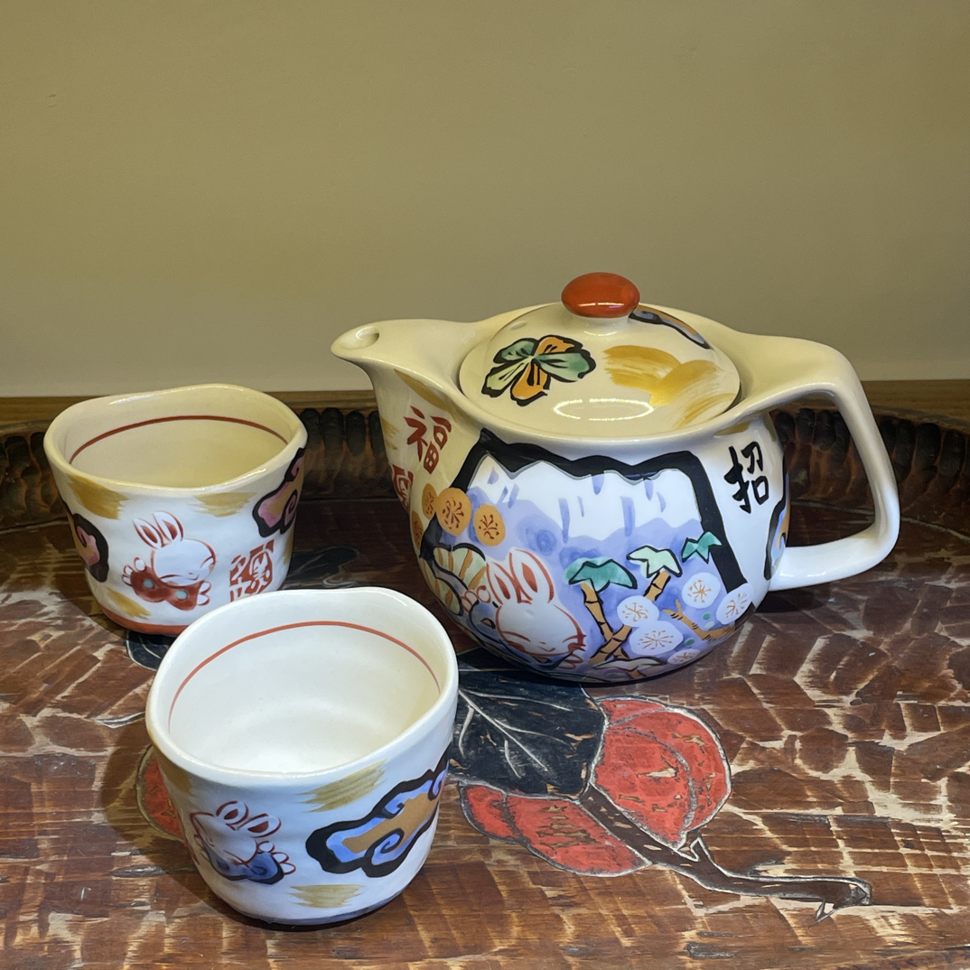 【3件套】日本进口夕立窑陶瓷茶杯茶具-新款蓝富士