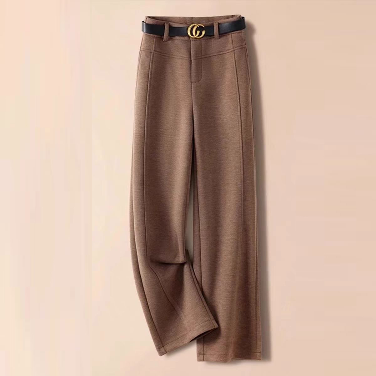 阔腿裤秋冬直筒女装加厚高腰冬季百搭休闲裤醋酸羊毛