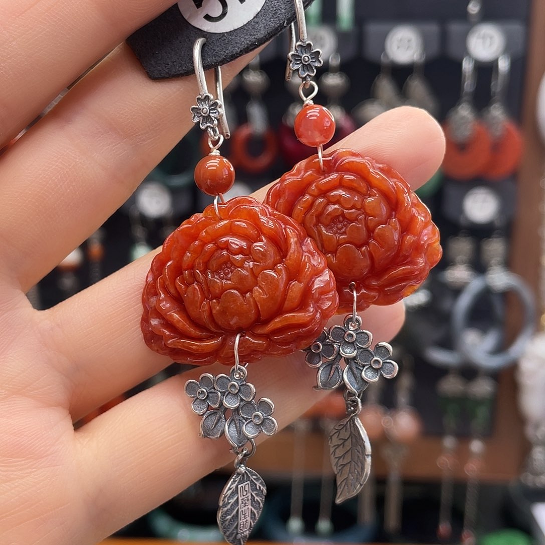 翡翠耳饰银S925镶嵌?**?580ghjhhh