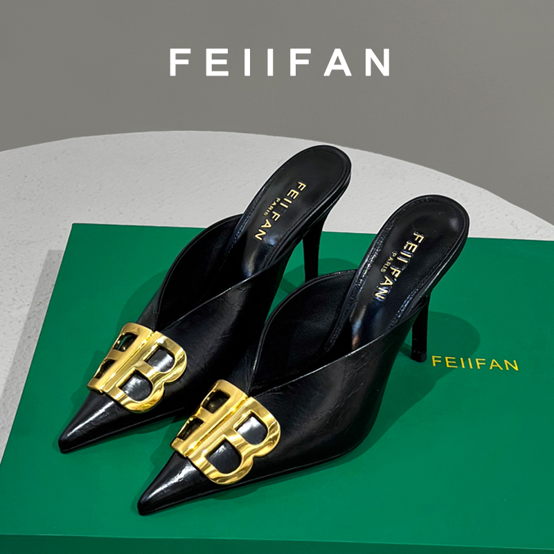 【现货】包头半拖鞋女2025夏季新款细跟外穿气质绝美高跟鞋凉鞋7749