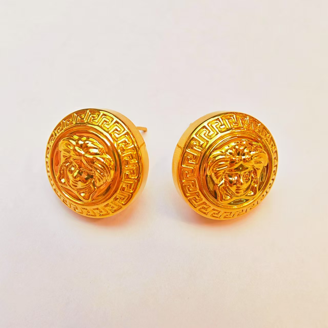 48#足金999 黄金美杜莎耳钉 经典时尚百搭精美