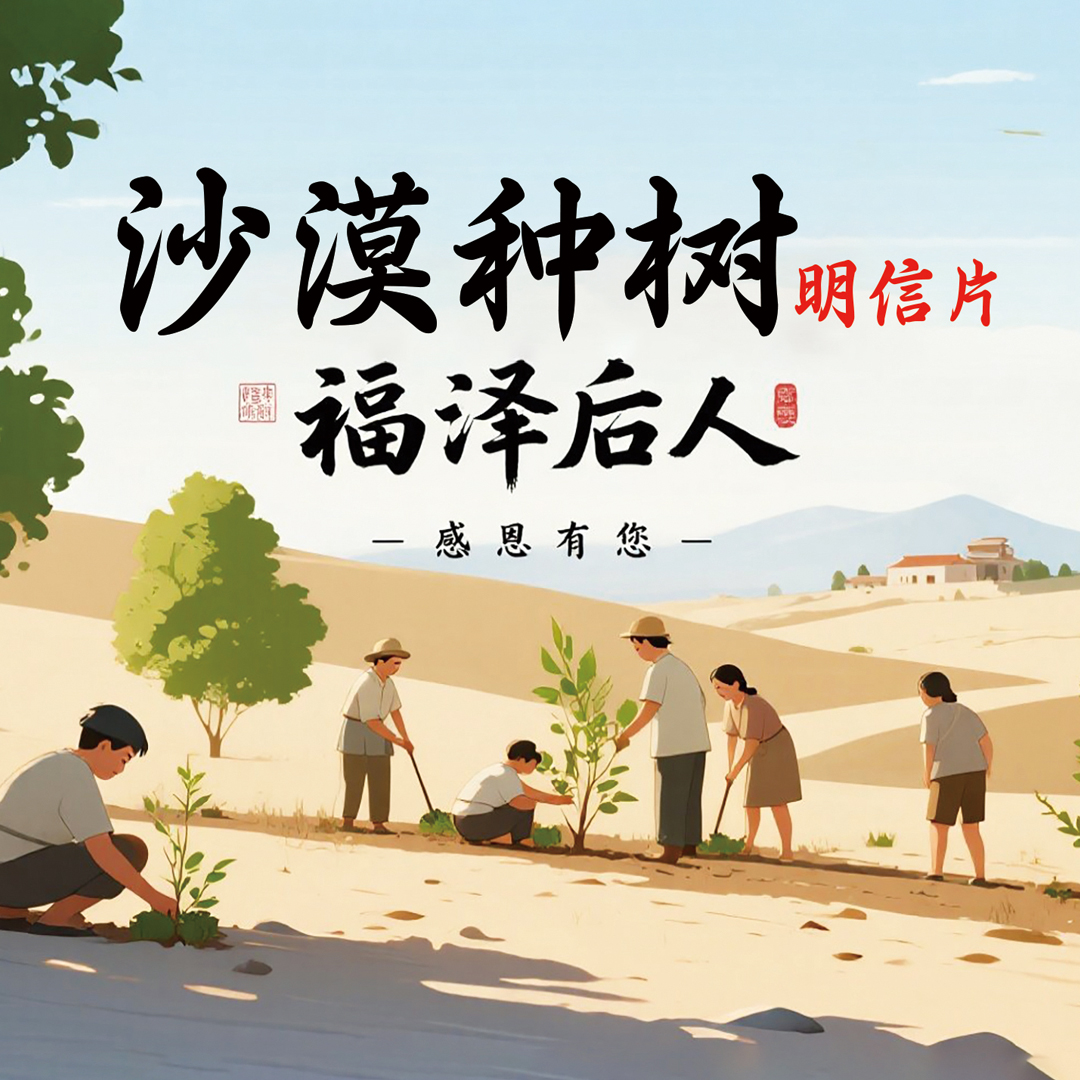 沙漠种树主题明信片B2