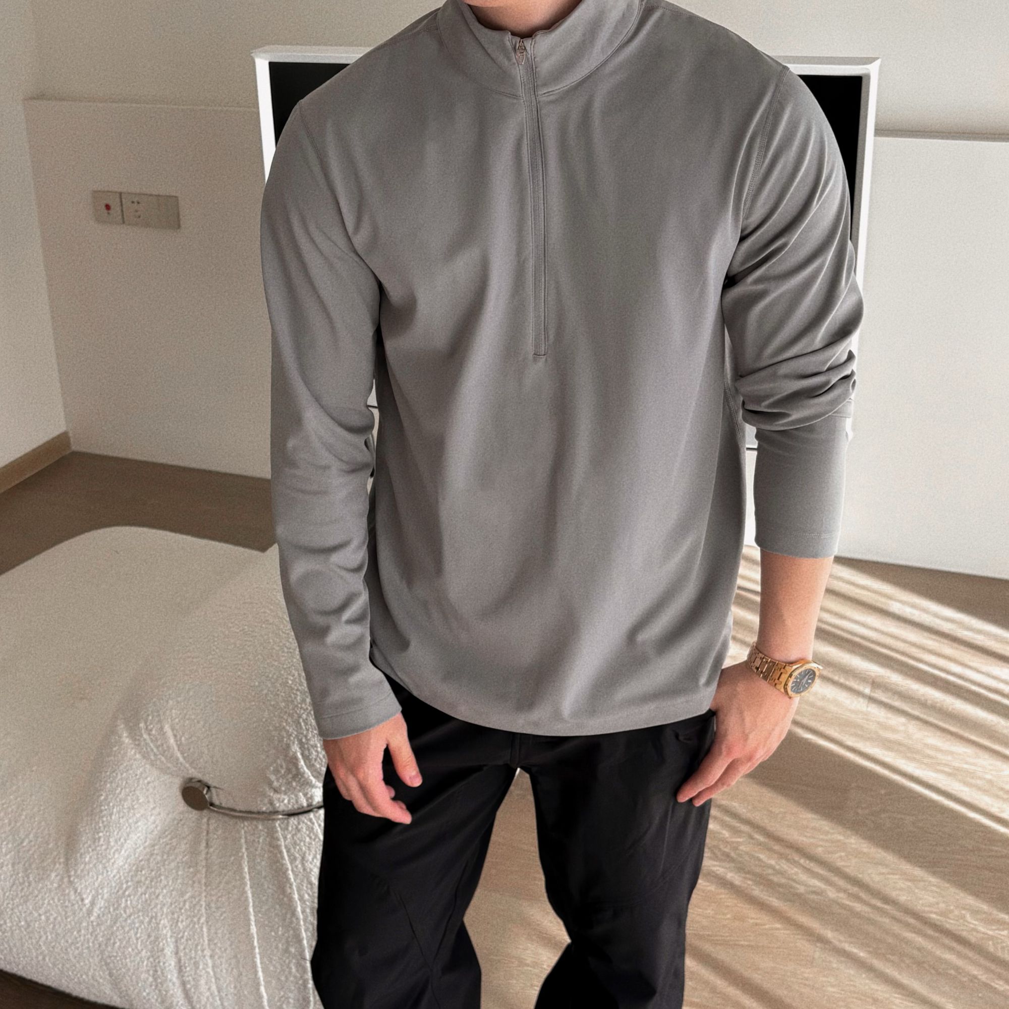 【GGG】soft软糖 冬季男士运动弹力商务休闲磨毛半拉链立领长袖卫衣