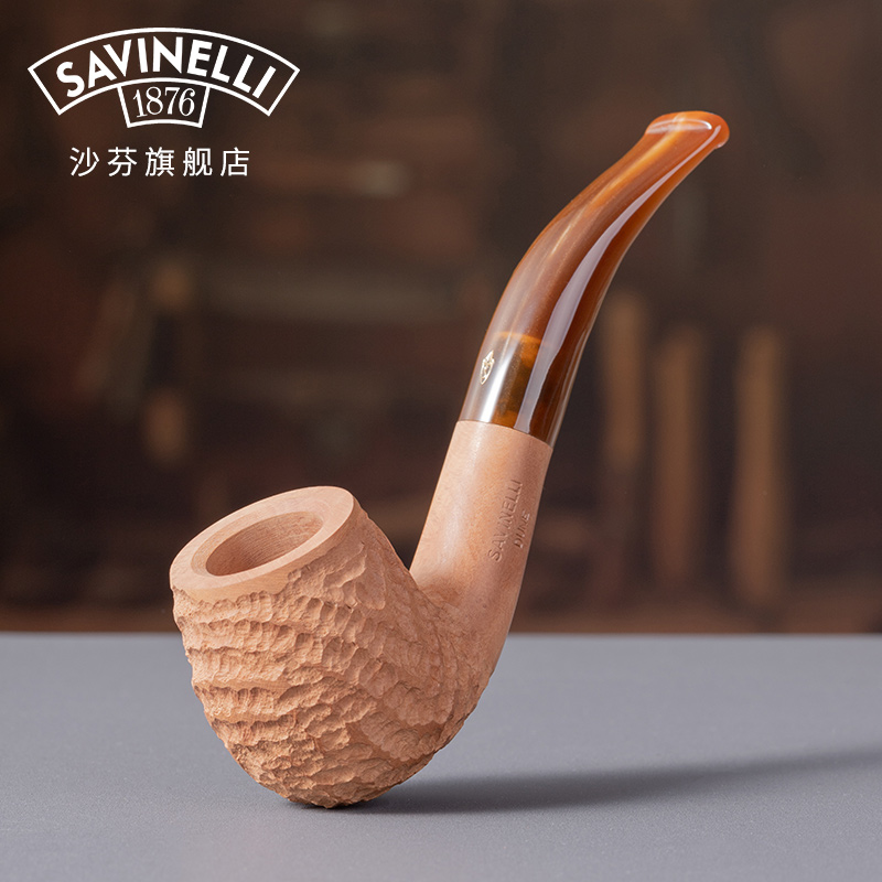 沙芬烟斗沙丘原木色无漆刻花面石楠木直式撞球斗型烟斗