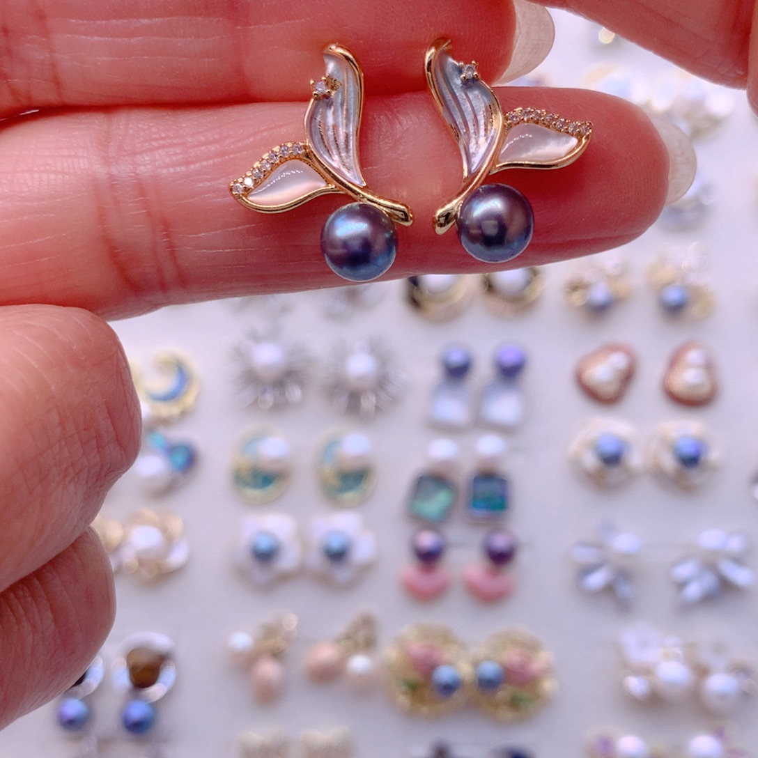 淡水珍珠耳饰合金