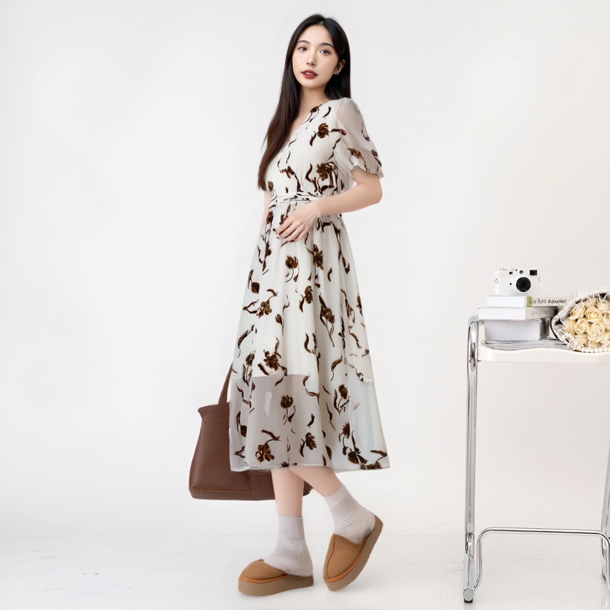 [大梦专属]时尚法式碎花连衣裙（52100）