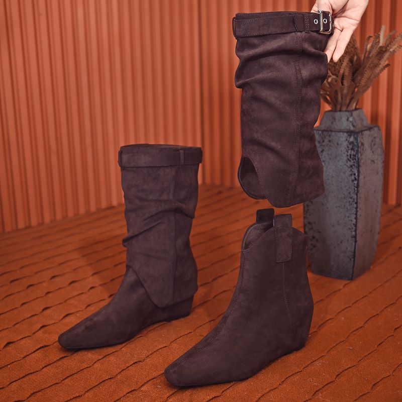【DUOSI】5cm一鞋两穿女靴秋冬可拆卸筒靴内增高中筒时装靴25192-A
