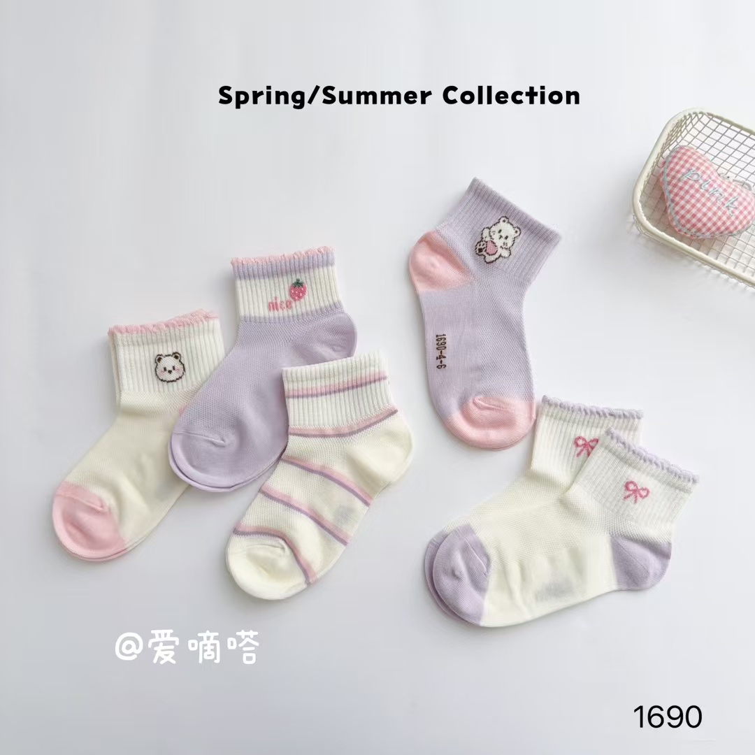 爱嘀嗒夏季新款女宝宝袜子透气网眼女学生潮袜女孩可爱系袜