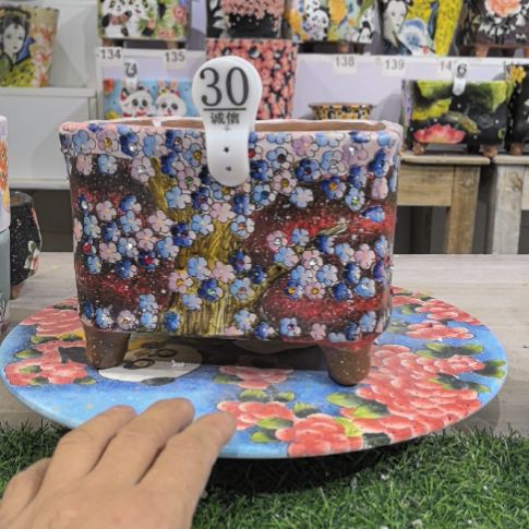 红泥花盆景德镇陶瓷