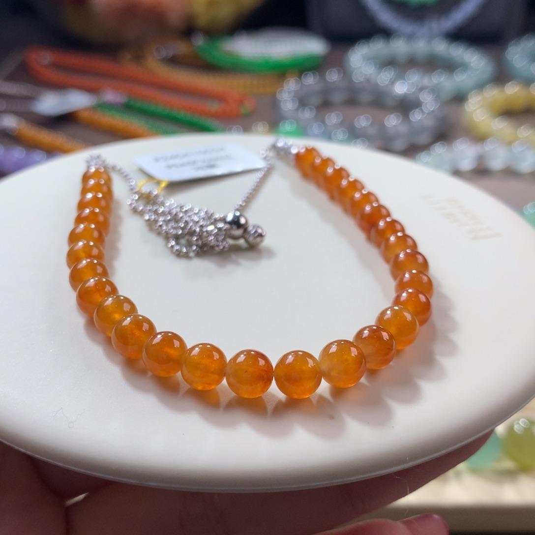 翡翠手链未镶嵌翡翠高冰冰红翡卡6+