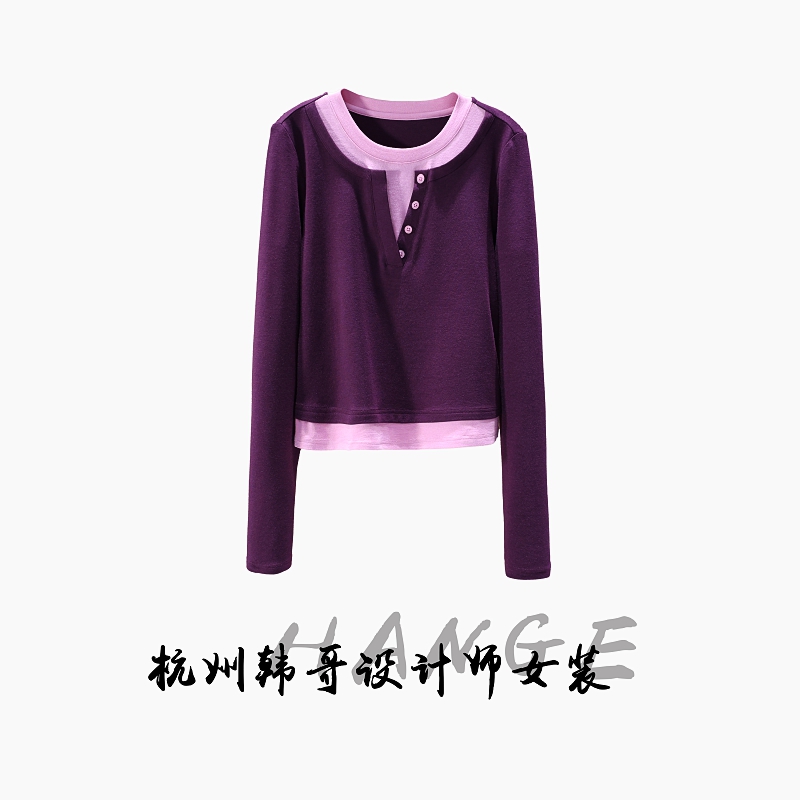 【韩哥欧货女装】冬季羊毛加厚《凝夜紫》高弹显瘦打底上衣26787-B5