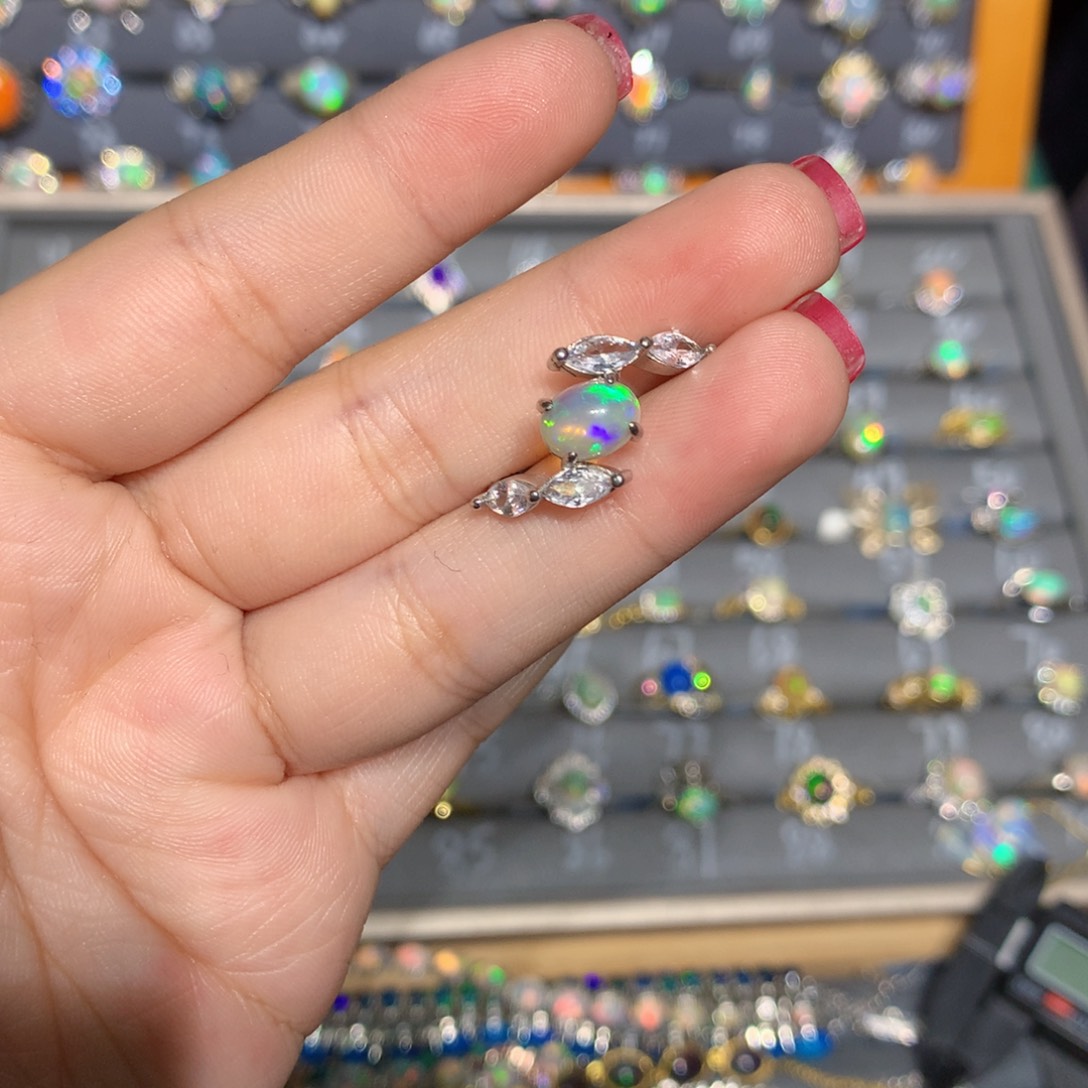 银S925镶嵌欧泊欧泊戒指l