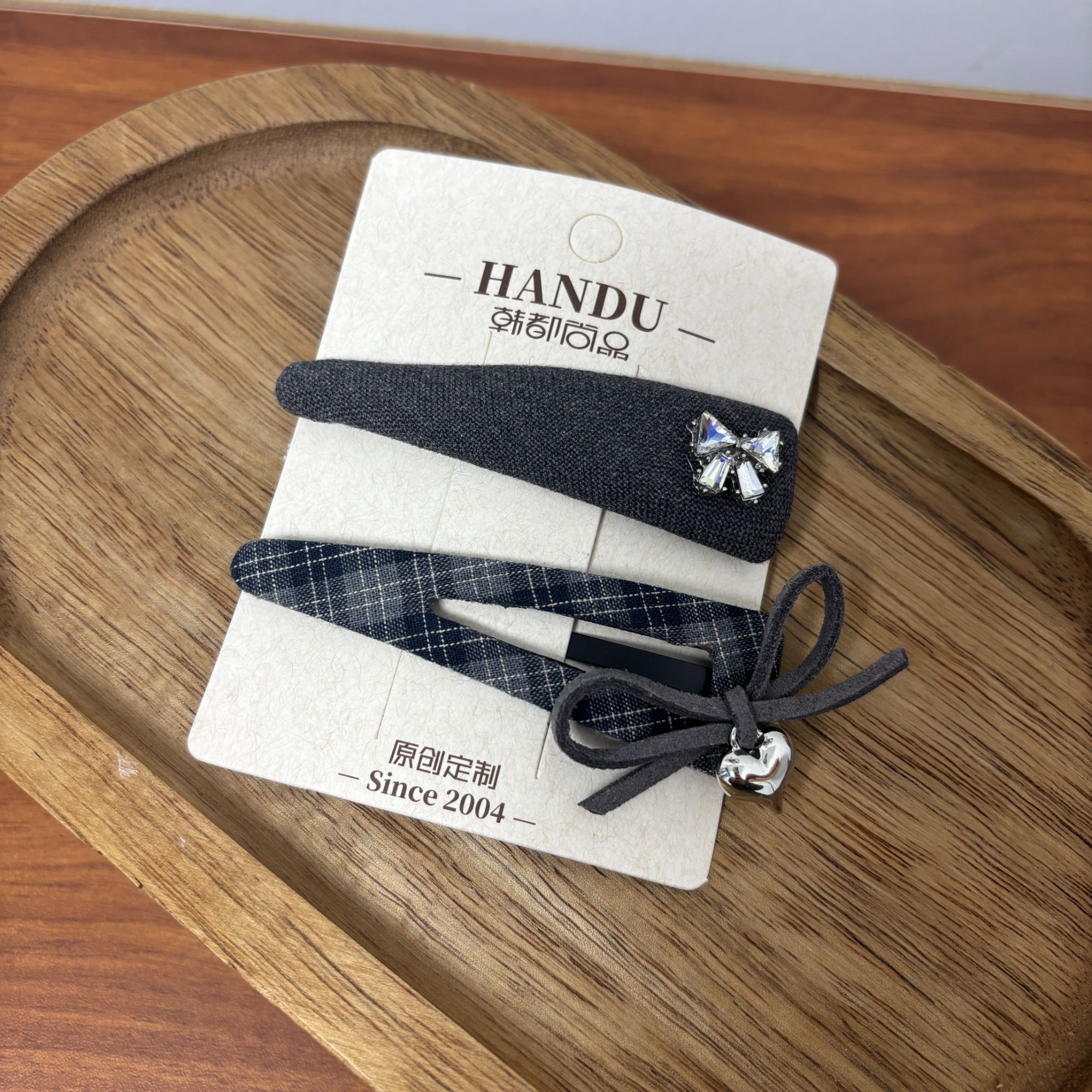 时尚百搭拜拜夹灰色对夹成人简约气质发饰发夹