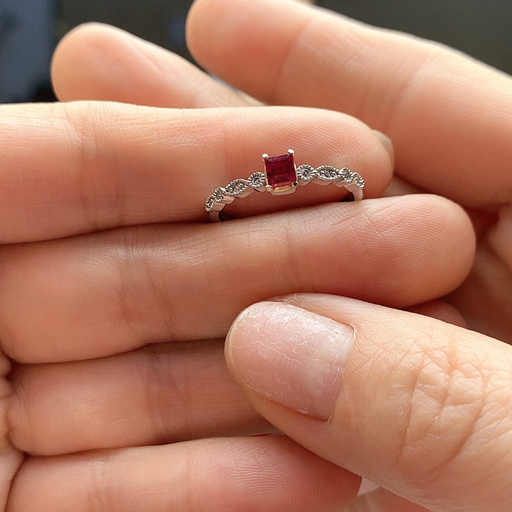 红宝石戒指银S925镶嵌