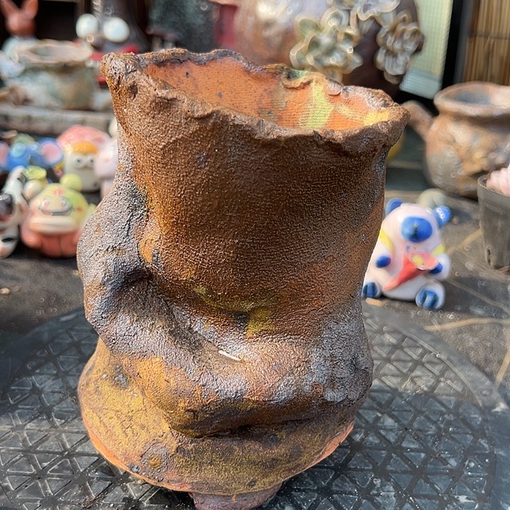 手工粗陶高温花盆