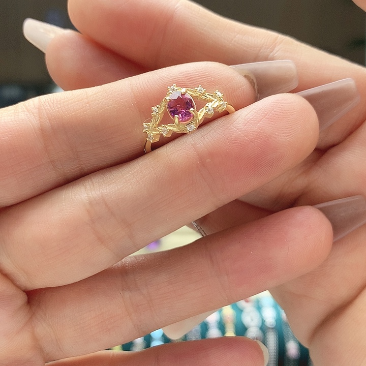 碧玺戒指银S925镶嵌纯天然