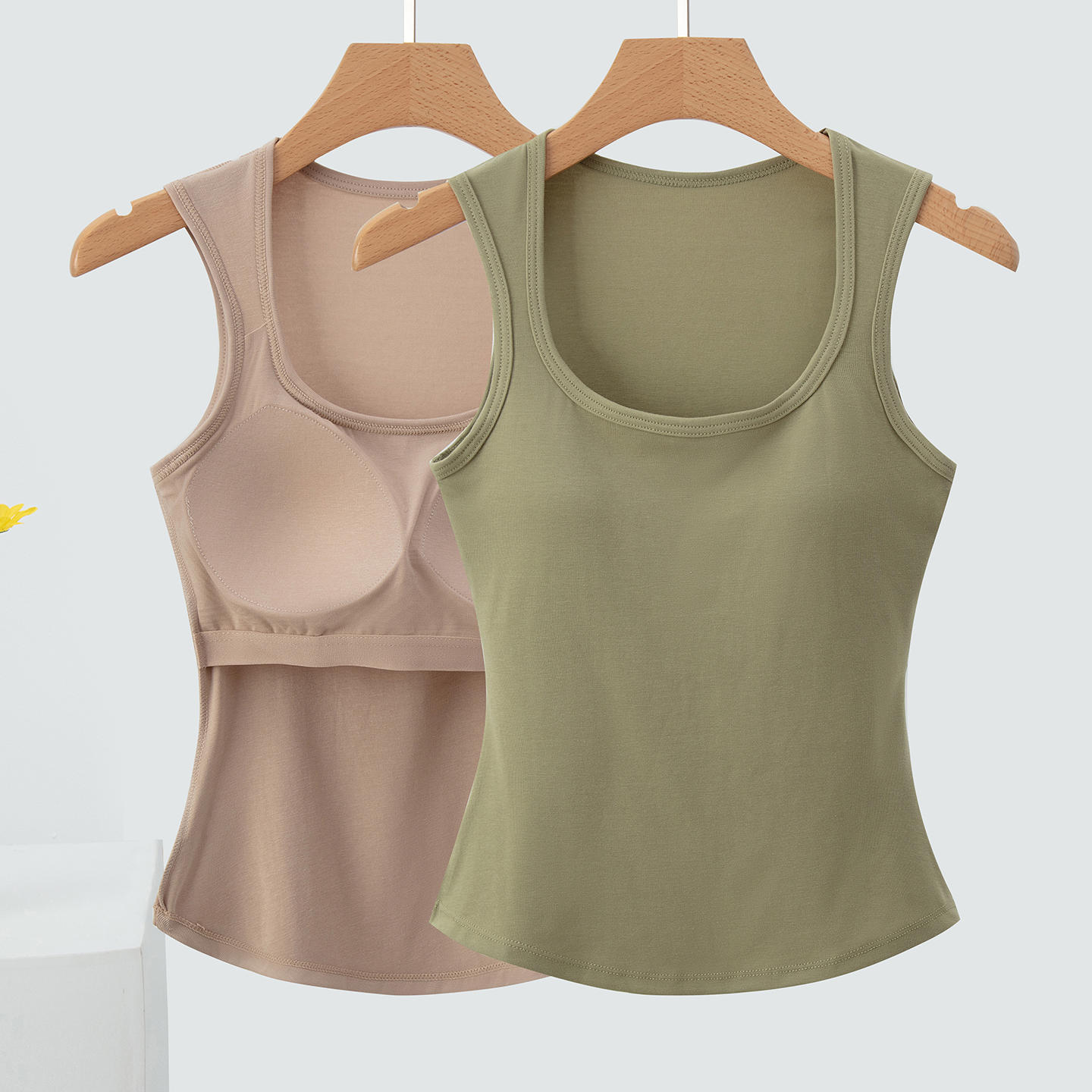 2025新款带胸垫背心宽肩文胸一体式吊带防走光内搭无袖瑜伽上衣X1