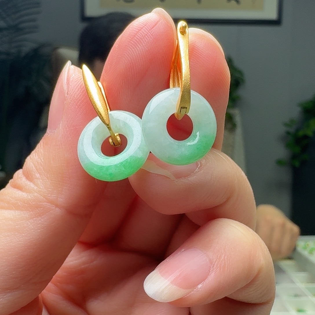 翡翠银S925镶嵌耳饰