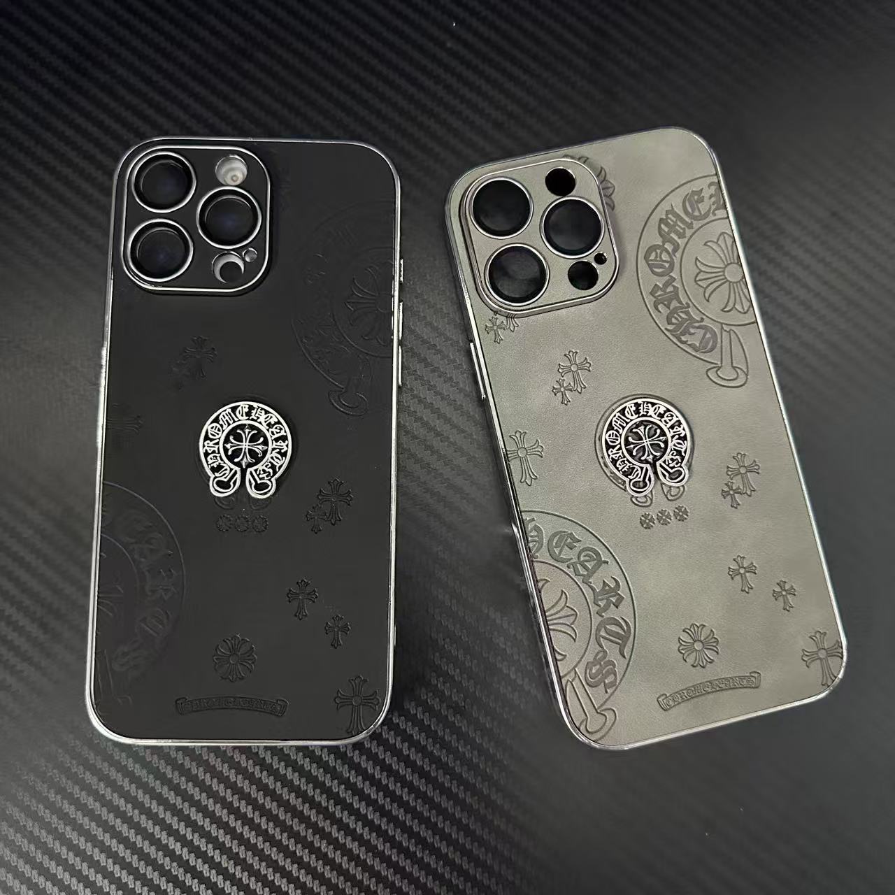 潮牌电镀银圆标克罗适用苹果16promax/15/14手机壳iPhone13镜头膜