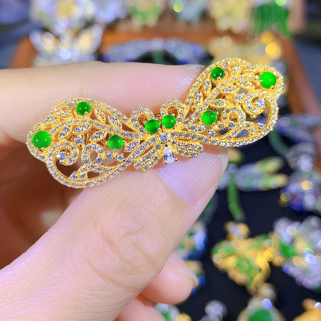 吊坠(不含链)银S925镶嵌翡翠