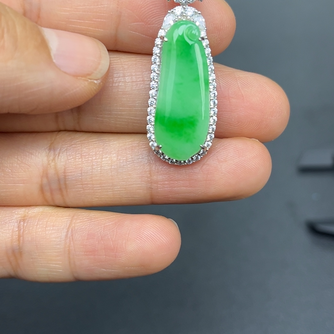 翡翠银S925镶嵌吊坠(不含链)