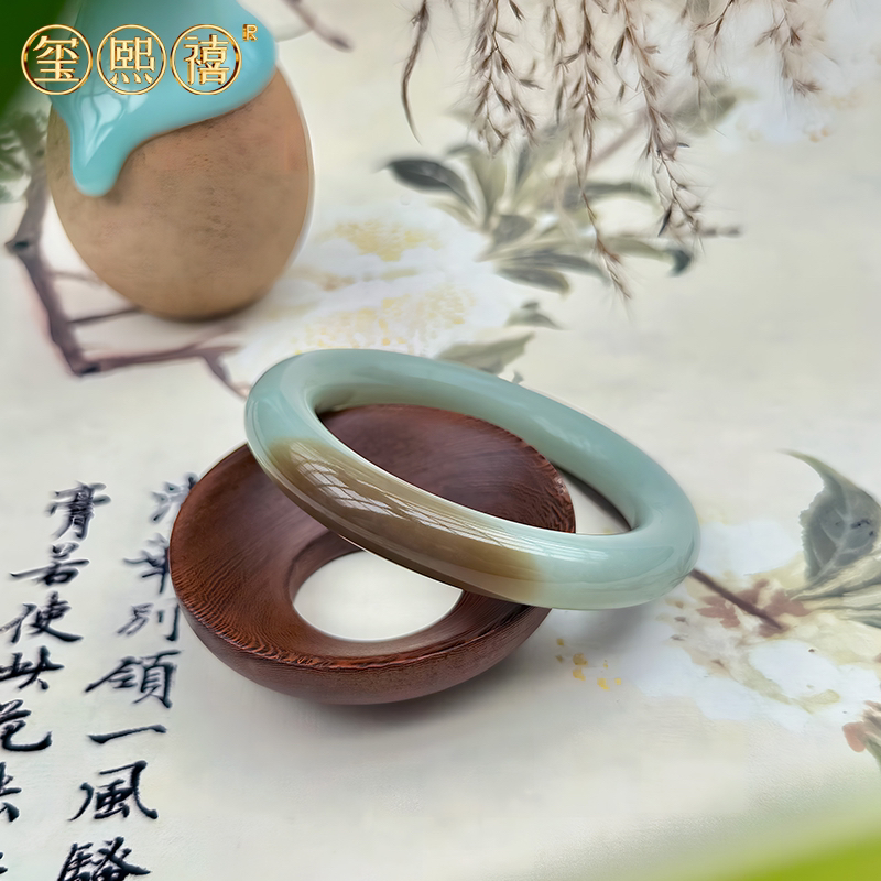 【和田玉且末蓝糖手镯】色匀底子细腻干净58.3/11/11.5