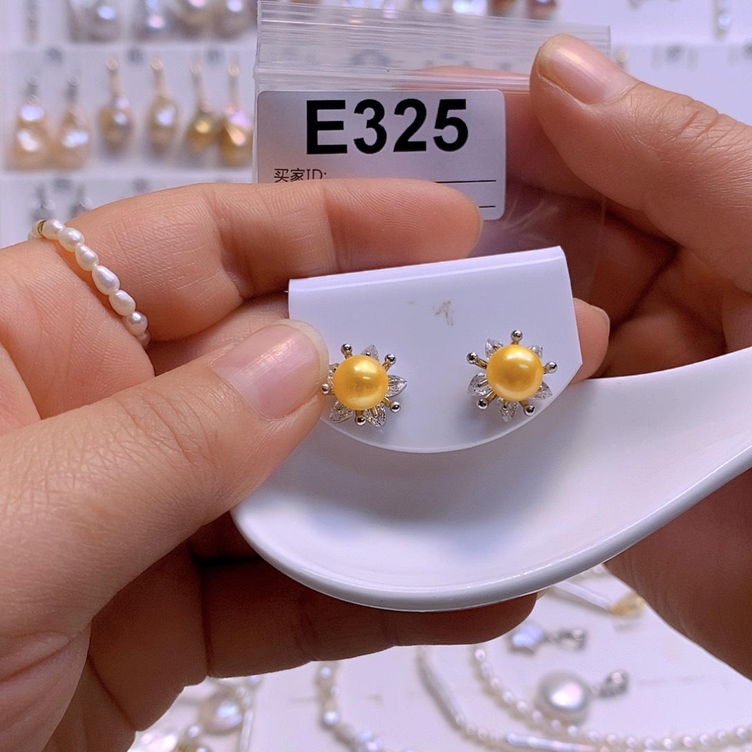 淡水珍珠耳饰银S925镶嵌