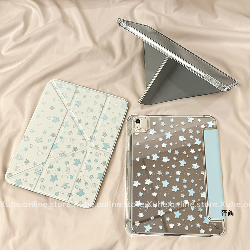【3+Y折镜面亚克力】格子星星苹果ipad11华为小米平板保护套air7硬