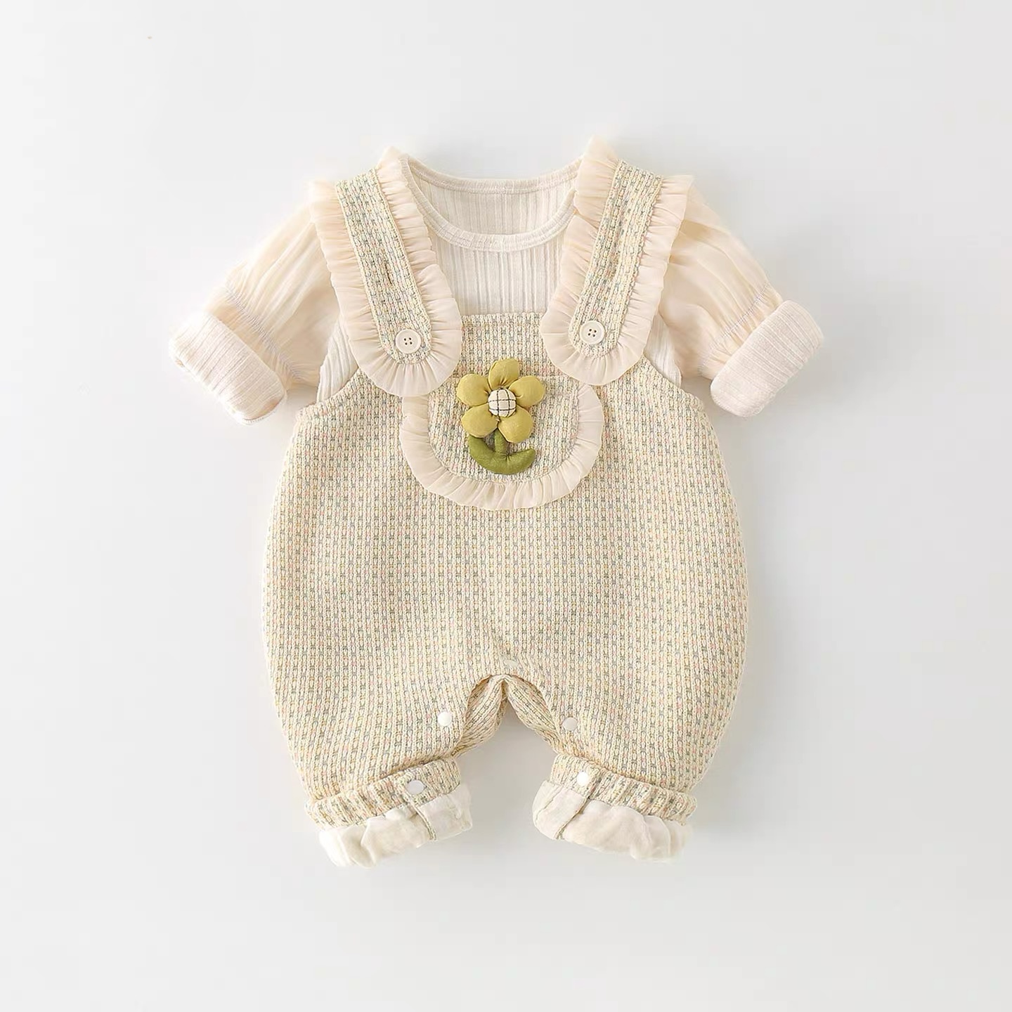 婴幼儿童套装秋装2025新款洋气女宝宝打底衫背带裤秋季衣服两件套