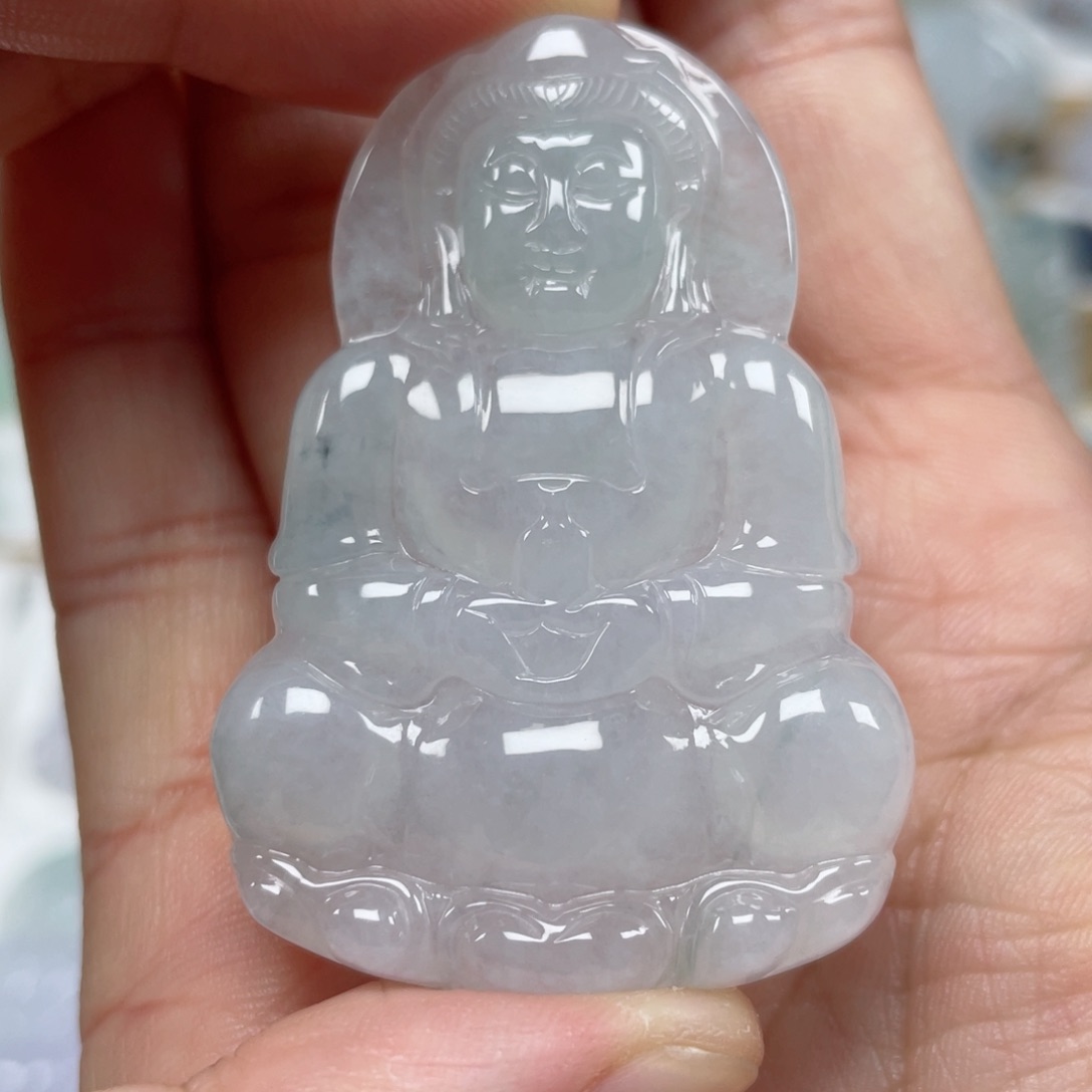 翡翠颈饰未镶嵌天然翡翠A货观音101号