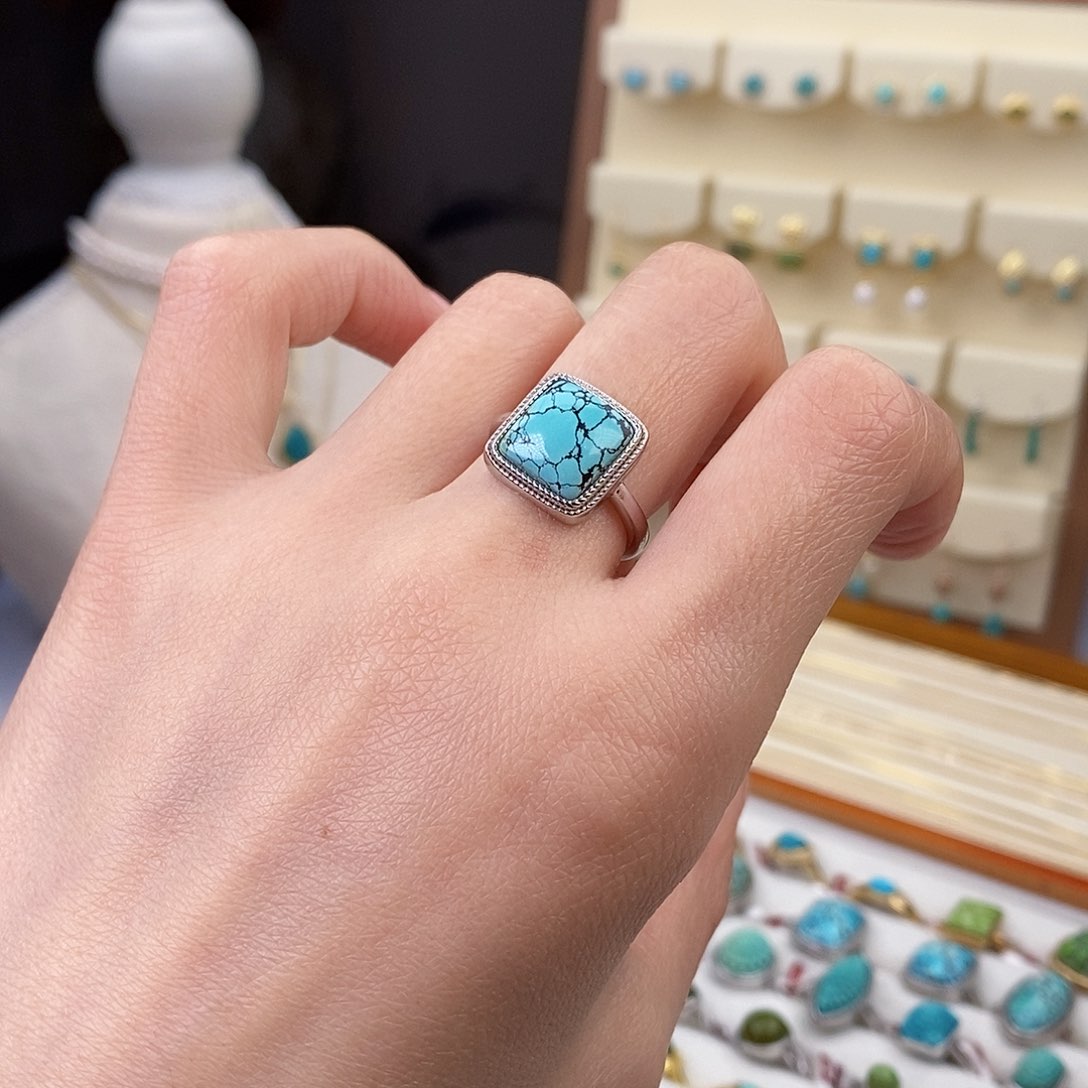 绿松石戒指银S925镶嵌