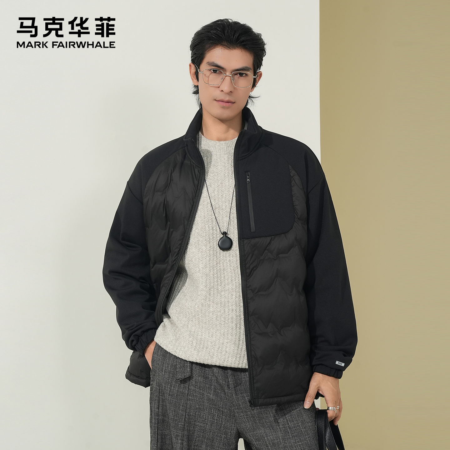 马克华菲短款立领羽绒服冬季保暖男士休闲时尚百搭潮流韩版日常简