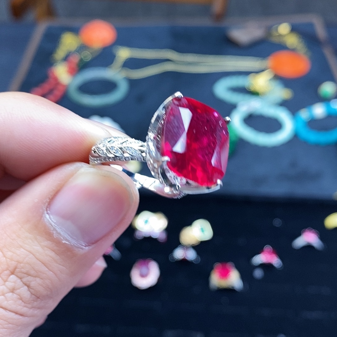 翡翠银S925镶嵌耳饰戒指