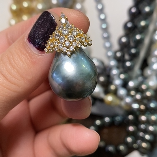 海水珍珠颈饰银S925镶嵌17.2