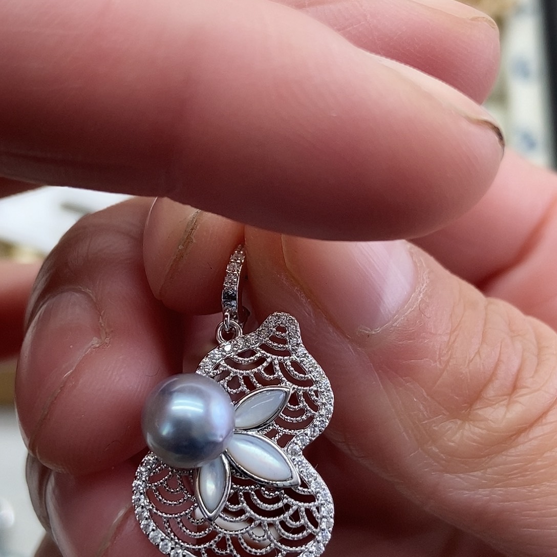 吊坠(不含链)海水珍珠银S925镶嵌@@D0005