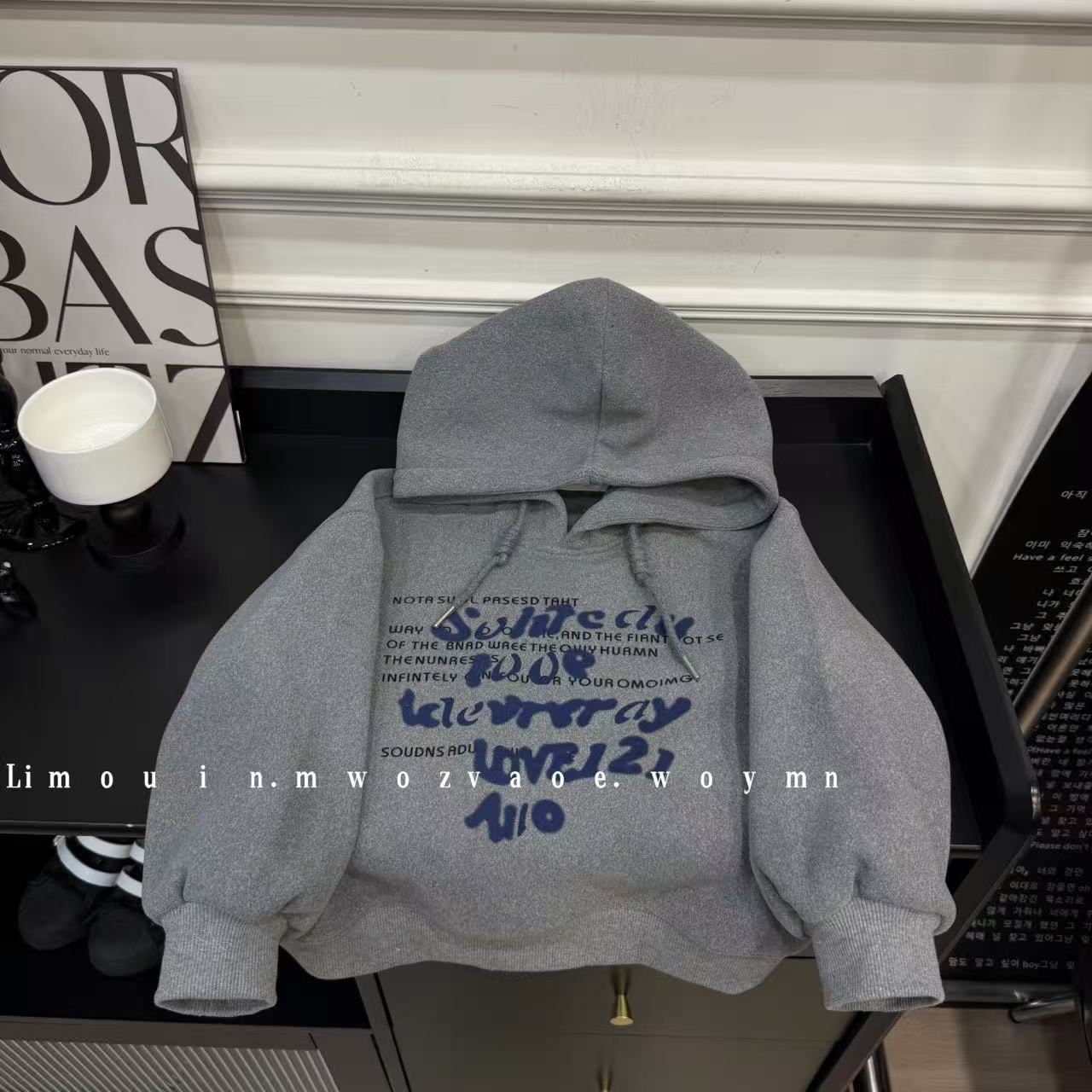 秋冬季连帽卫衣男女童字母时尚印花长袖卫衣宽松百搭