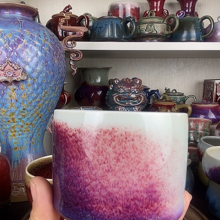 朱***室茶盏中国神后钧瓷茶具处理