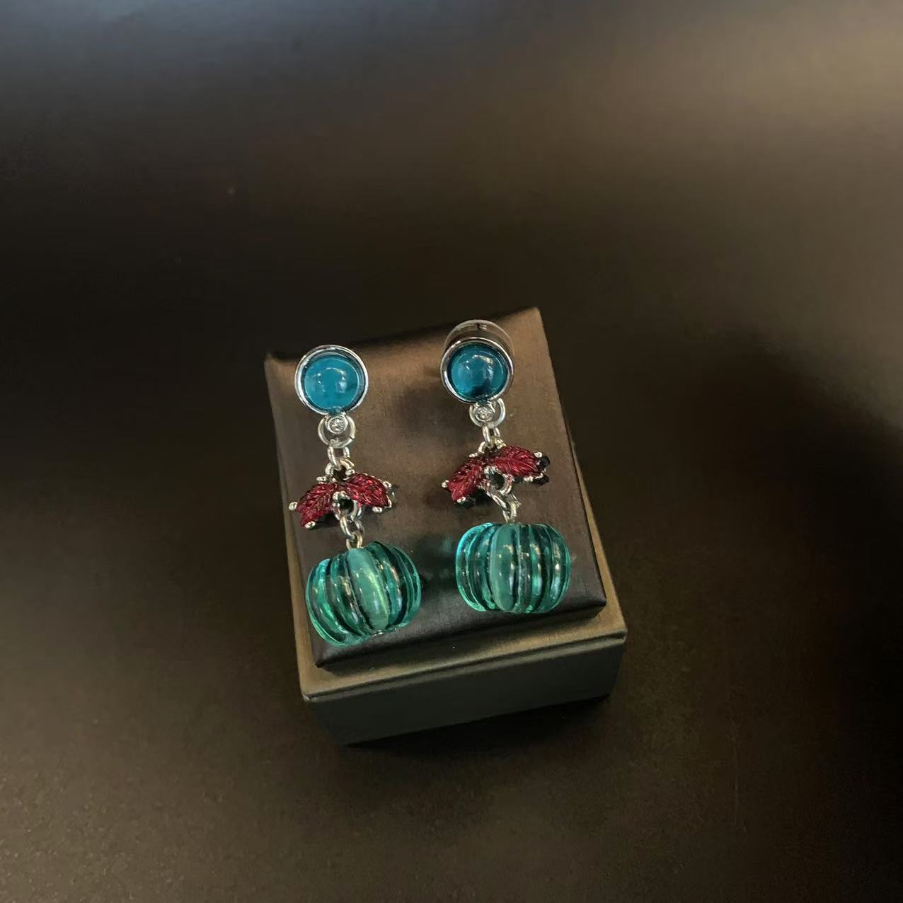 合金琉璃项链 买三送一2025年中古风南瓜琉璃耳环复古宫廷风设计