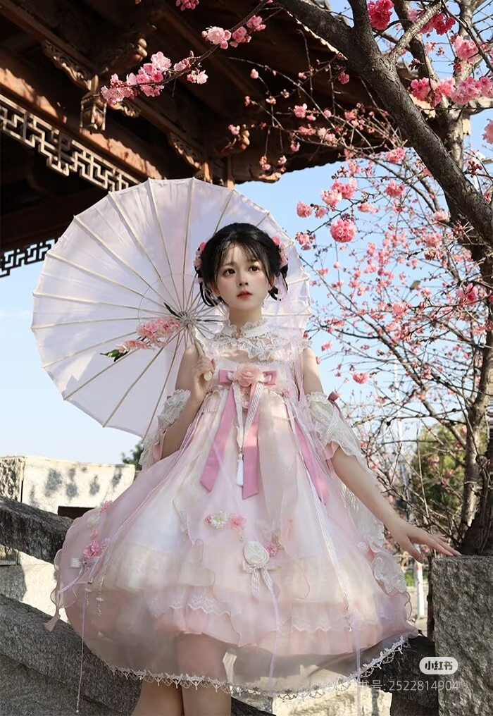 实体店现货ag原创Lolita蝶语中华风蝴蝶结吊带连衣裙