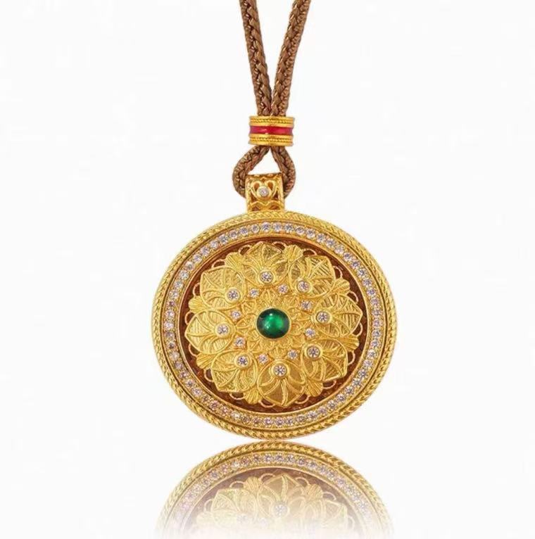 BY151  旋转枫叶八宝罗盘吊坠