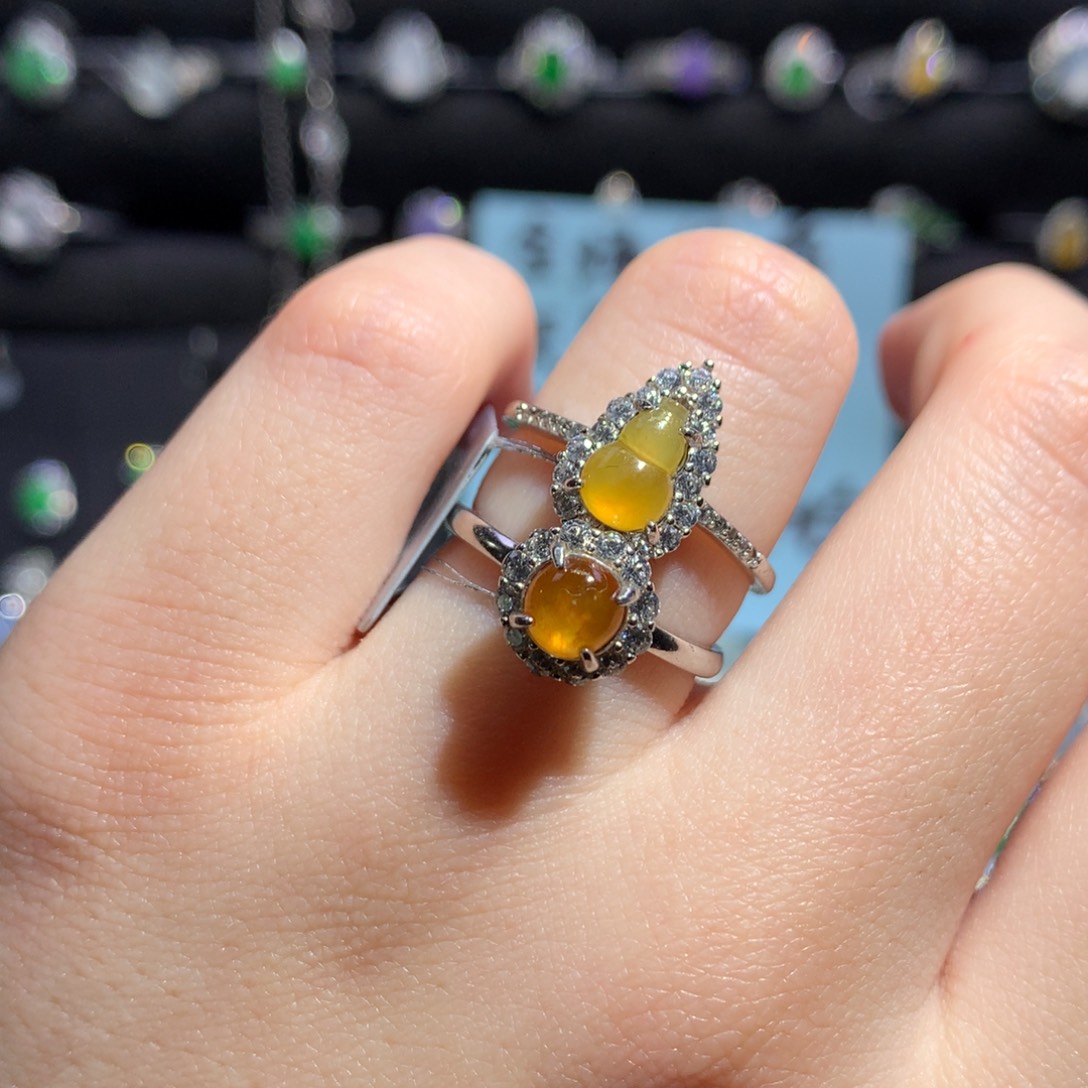 翡翠银S925镶嵌戒指天然翡翠