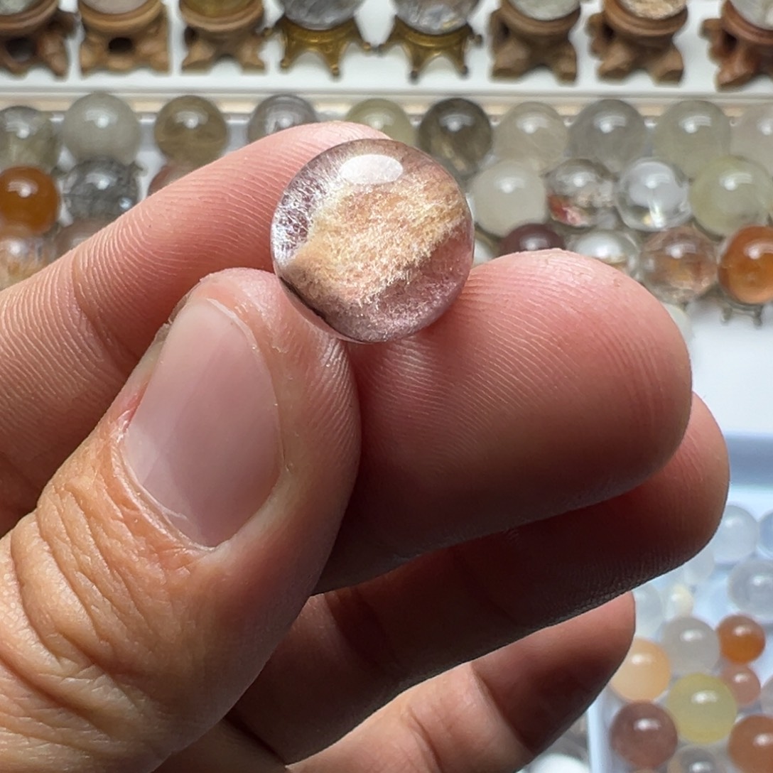 珠宝半成品水晶未镶嵌兔毛球