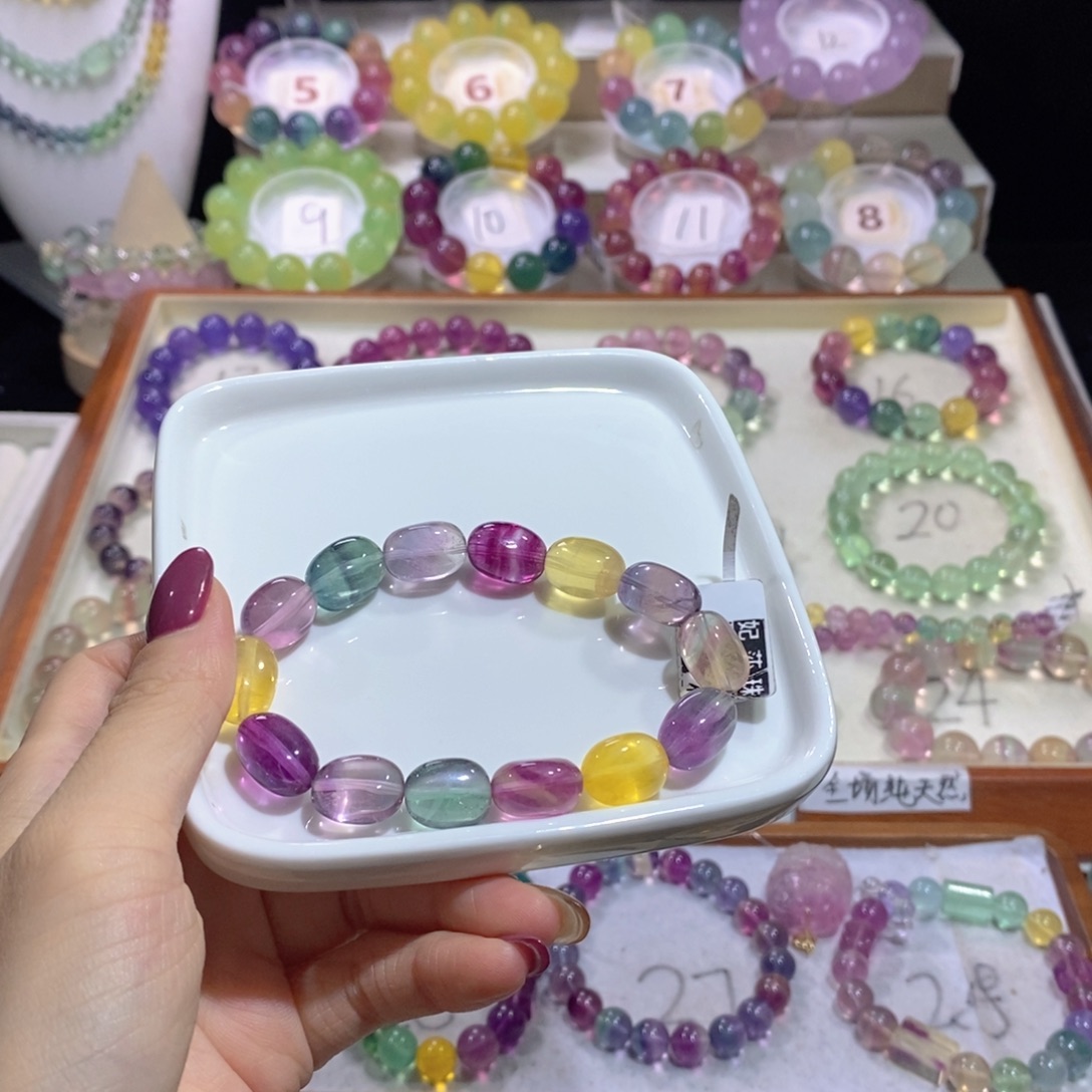 手链萤石未镶嵌彩糖豆