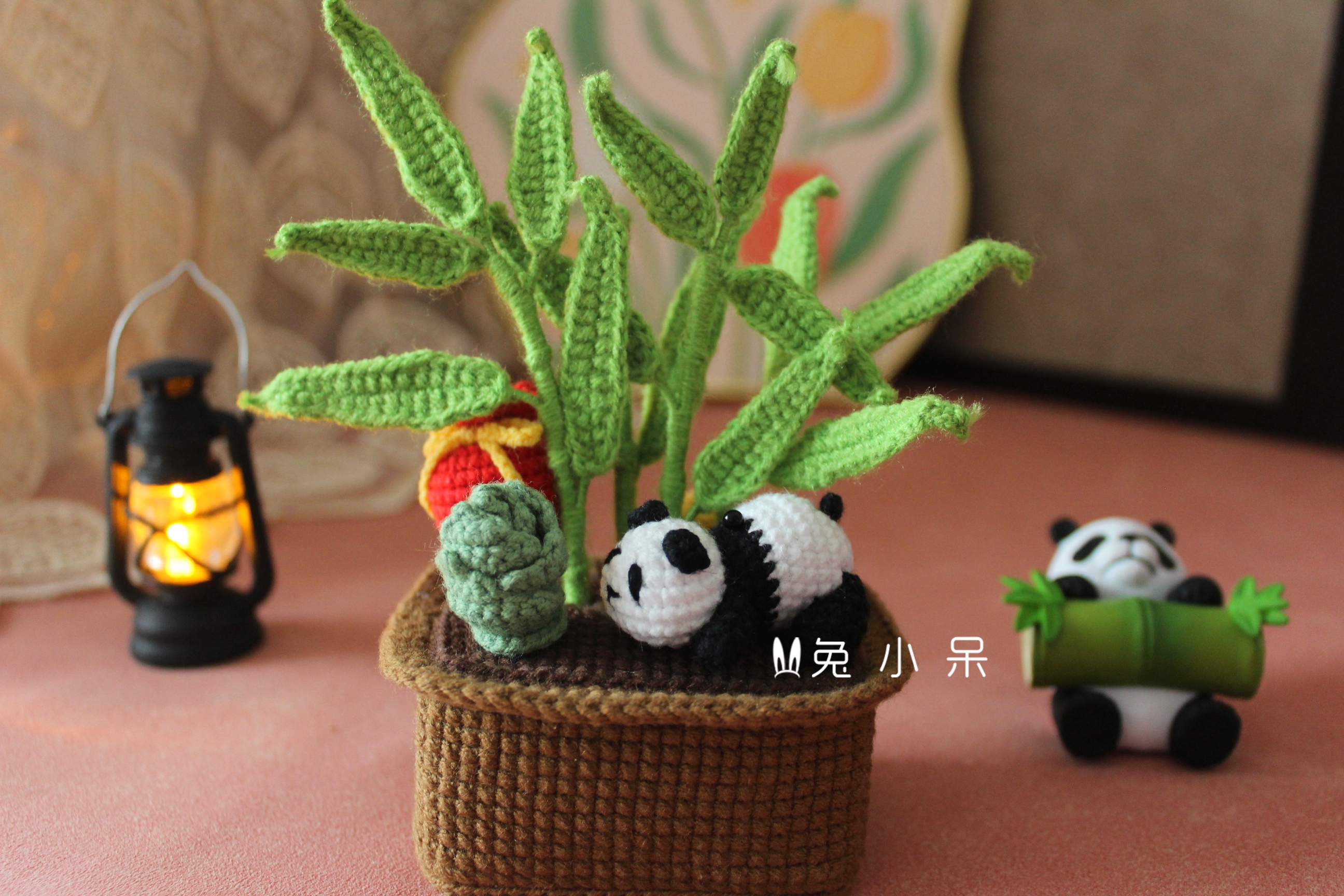 【135】节节高升竹子盆栽竹子手工编织毛线玩偶钩织毛线【成品】