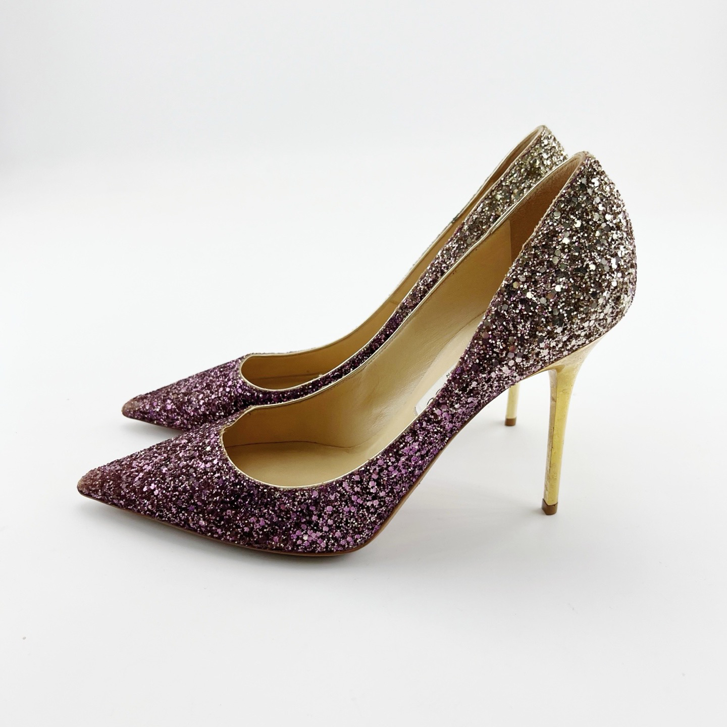 95新 JIMMY CHOO/吉米周 40码/银粉渐变亮片高跟鞋/14076663