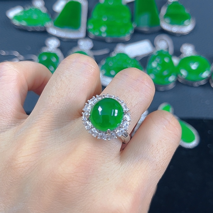 翡翠银S925镶嵌吊坠(不含链)