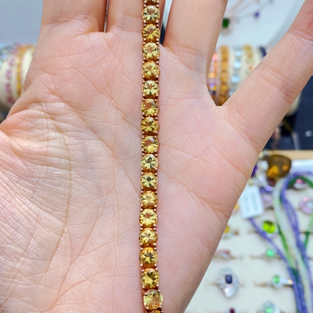 黄晶手链银S925镶嵌手链